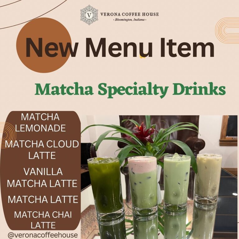 Verona Coffee House matcha selection